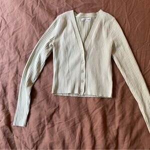 Reformation Light Green Ribbed Cardigan